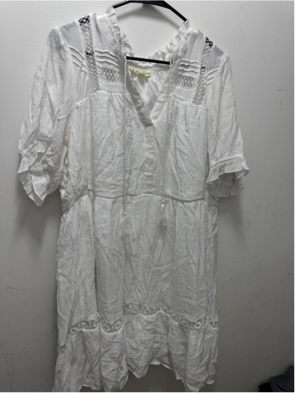 Women's Indigo Rose Plus Size 3X White Tiered Mini Dress